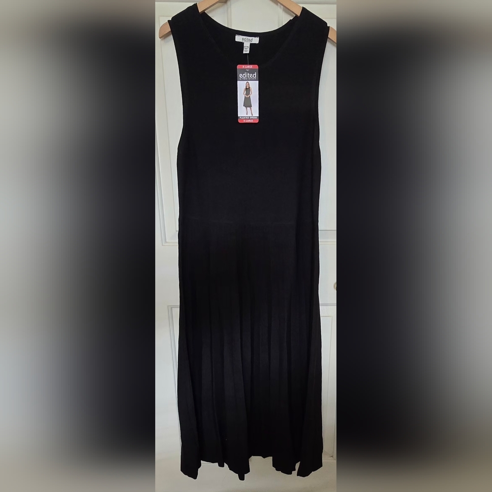 NWT Edited Chic Black Pleated Midi Dress MSRP$149  XL